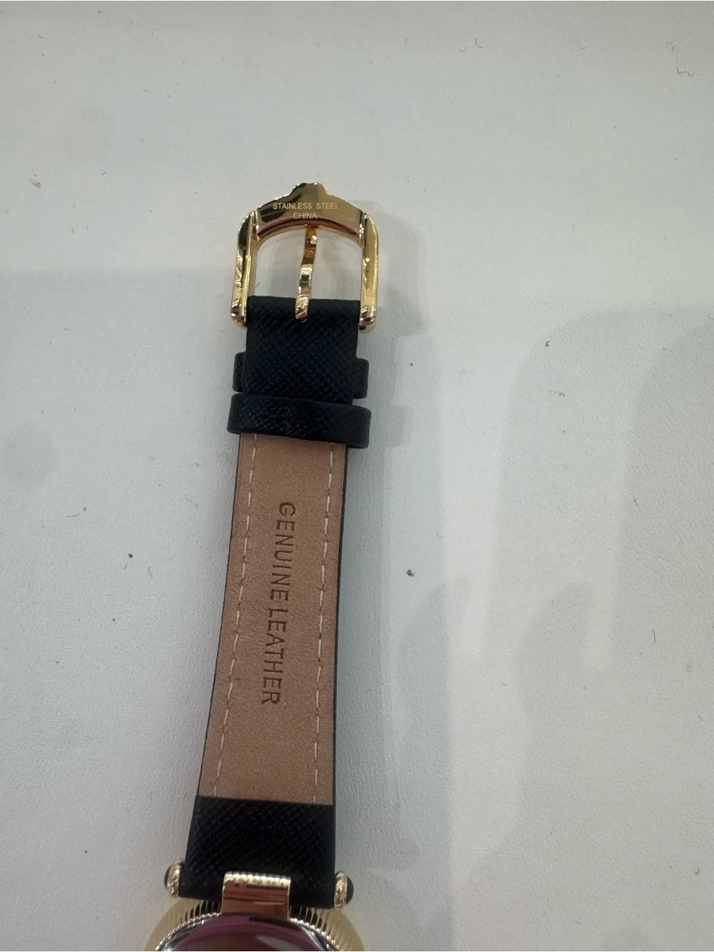 New Judith Ripka Classics Gold-Tone Moon Phase Oval Watch w/ Black Leather Strap